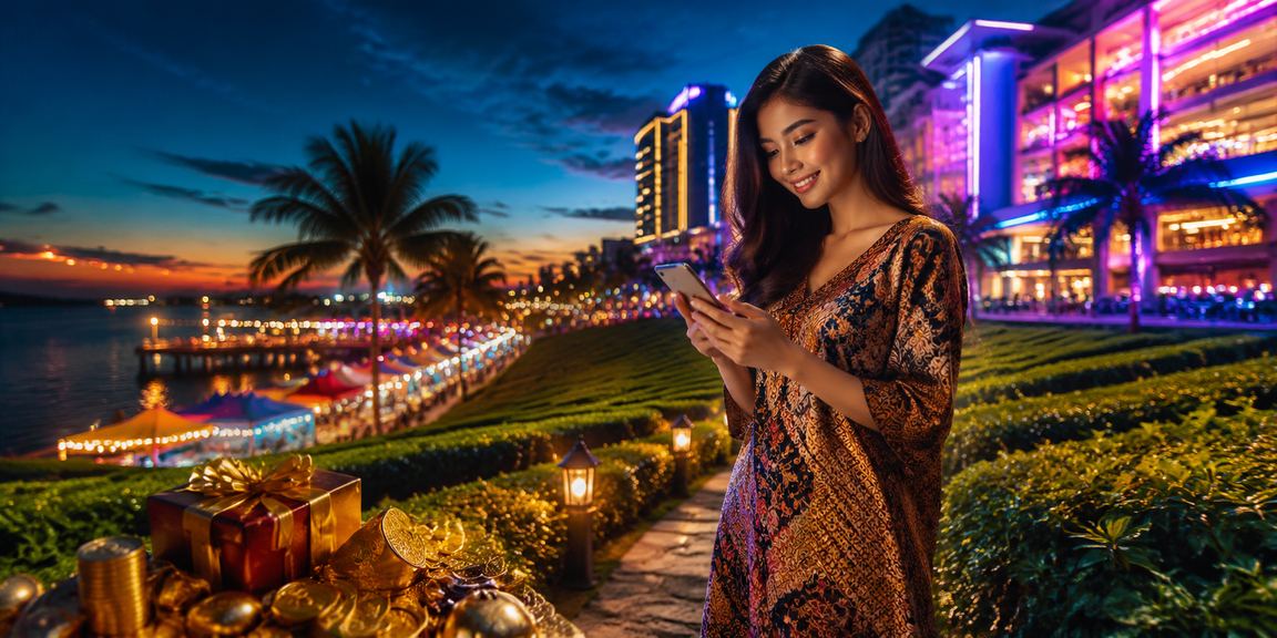 Pemain Malaysia menggunakan telefon pintar untuk deposit di bm69 dengan pakaian batik